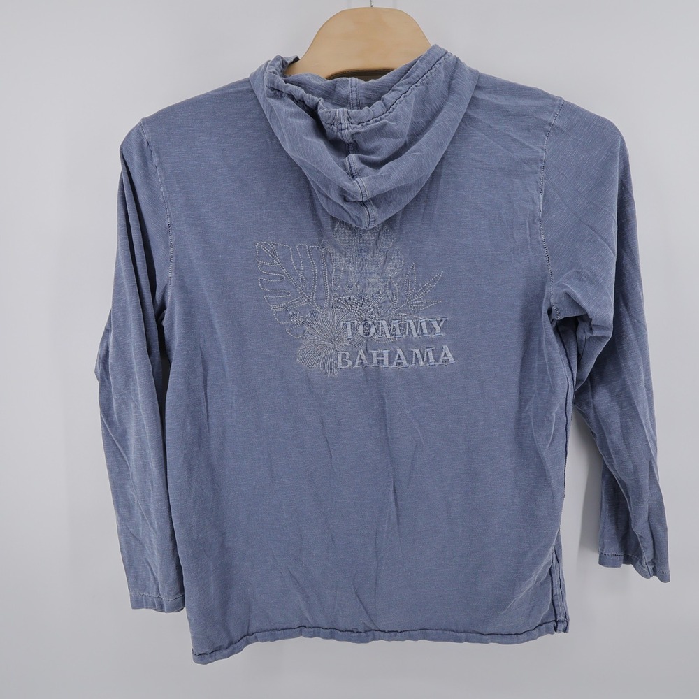 Tommy Bahama Embroidered Organic Cotton Hoodie Blue Long Sleeve Mens Large - Picture 3 of 8